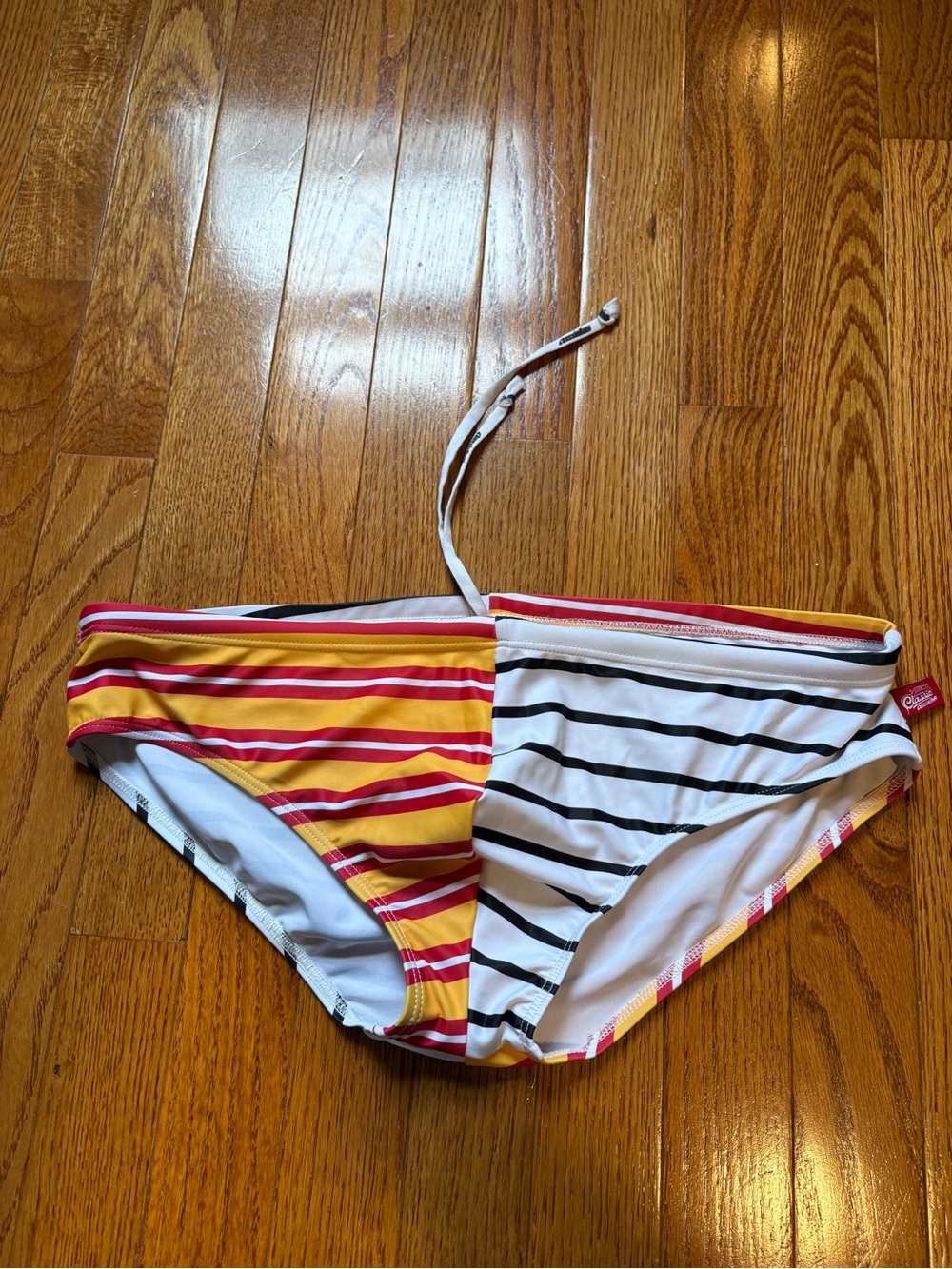 Striped Men's Swim Trunks in Alternated Paneled Yellow & White